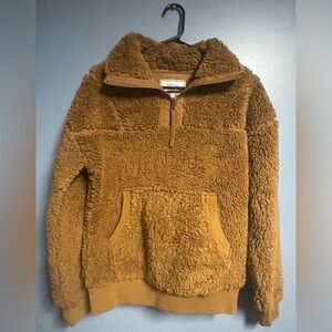 Cozy Mustard Yellow Tan Sherpa Pullover NWOT